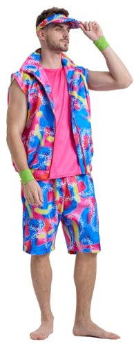 Leajap 80er Jahre Outfit Herren Mottoparty: Karneval kostüm für ken - Neon Outfit Sportbekleidung für Erwachsene (L)