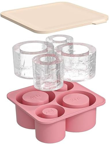 FURNSII Molde Hielo para Stanley Cup, Molde con Tapa Hacer 4 Cubitos de Hielo Cilíndricos Grandes, Bandeja Molde de Silicona para Cubito Hielos para Stanley Ice Mold Maker