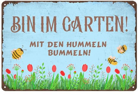 Retro Gartenschilder-Bin im Garten Schild,Metallschild Garten Vintage Dekoration für Balkon Terrasse Garten 20x30cm