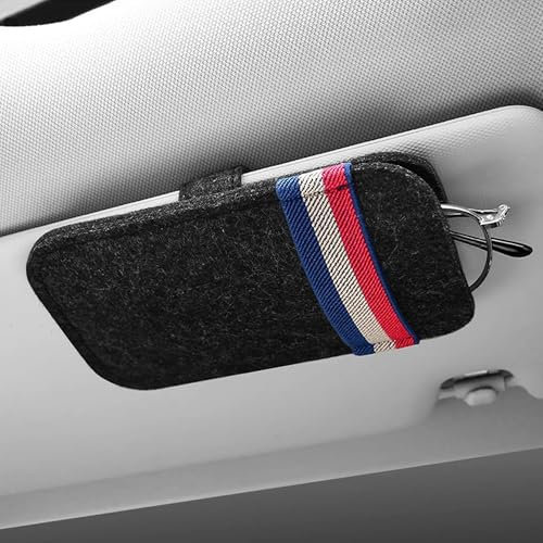 Flaconi Portaocchiali Auto,Porta Occhiali per Auto,Porta Occhiali da Auto,Borsa Occhiali Indossabile Morbida Borsa Occhiali,Clip per Portafogli, Accessori per Visiera da Auto(Nero)