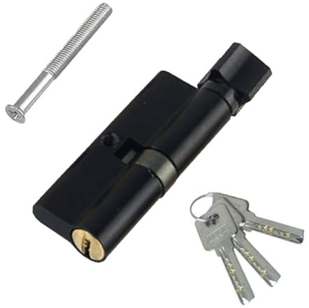 IUSOT Matt Black Thumb Turn Euro Cylinder Lock 35T/35 (70mm), Thumb Turn Lock with 3 Standard Keys, Door Barrel Lock, Anti-Drill and Anti-Pick Door Lock for Wooden, UPVC and Composite Doors