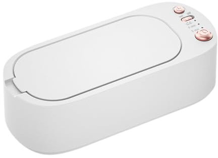 rockible Schmuckreiniger, Vibrationsreinigungsmaschine, 20 Tank, 3 Modi, kompakte Reinigungsbox, Brillenreinigungswerkzeug für Schlüssel, Halsketten, Weiß