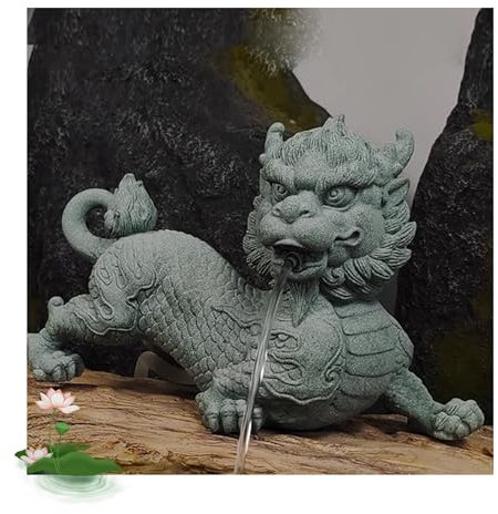 Fuentes para estanques de Animales, Fuentes para Piscinas elevadas, Adornos paisajísticos con circulación automática de Agua para peceras, decoración de jardín para estanques(32 * 13 * 21cm)