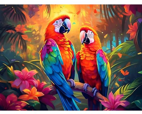 Bowetile 5D Diamond Painting Bilder, Diamant Painting Papagei, Tier Diamond Painting Set für Erwachsene Kinder, Komplettes DIY Diamond Art Malen Stickset, Kreuzstichbilder für Wohnkultur 40x30 cm