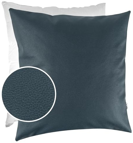 Kissenbezug Kunstleder Dekokissen Sofakissen Leder-Kissenbezüge Kissenhülle Kissen KUMO Grünblau 40x40cm mit Füllung