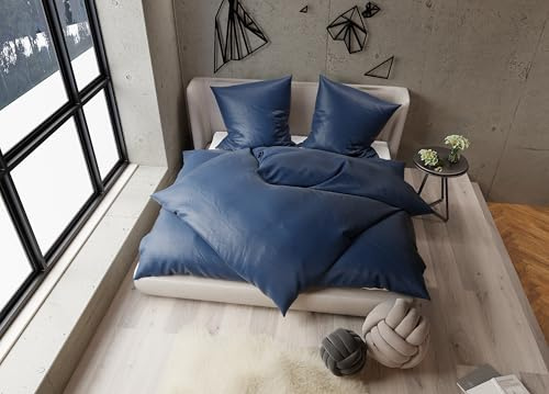 Tencel Lyocell Bettwäsche dunkelblau Garnitur 135x220 + 80x80