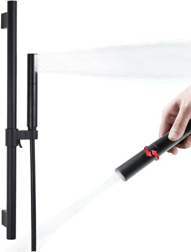 High Pressure Handheld Shower Head with Slide Bar Combo, Adjustable Shower Riser Rail Kit 21.8 inch, 2 Function Rainfall and Jet Spray, 59 Inch Stainless Steel Hose, Matte Black