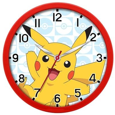 Pokémon Wanduhr, klassisches Design, rund, geräuschlos, Kinderuhr, Dekoration für Kinderzimmer, Geschenk für Jungen