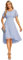 Ever-Pretty Women's Chiffon Crew Neck Pleated Waist Short Sleeve Wedding Guest Dress Bridesmaids Ice Blue 8UK