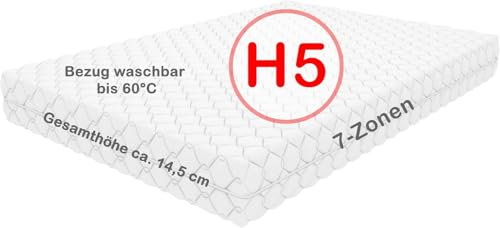 Crownmiller Matratze Lord 90x200 cm extrafest, 7-Zonen, ca.14,5 cm hoch, Bezug waschbar bis 60 Grad, Oeko-TEX® 100