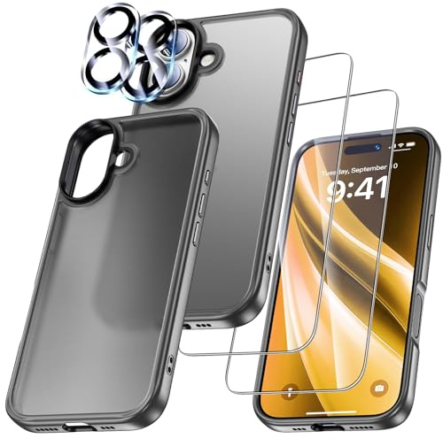 UniqueMe für iPhone 17 Hülle - Handyhülle für iPhone 17 Case, 5 in 1 Set Rundumschutz Schutzhülle Cover, 1 Handyhülle & 2 Schutzfolie & 2 Kameraschutz - Matt Grau