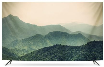 JANEMUA Housse De Protection TV En Tissu Polyester Doux, Peinture De Paysage D'intérieur, Housse D'affichage TV D'art Moderne-E||32inches