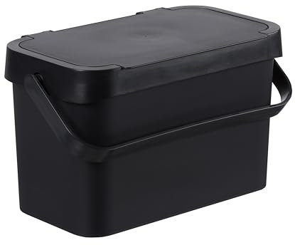 SmartStore Bioabfallbehälter 5 L | Schwarz | Küchenrecycling und Kompost | Eimer mit Griffen | Recycelter Kunststoff | 10 Jahre Garantie | L29 x B17 x H17 cm