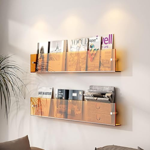 Klare Schwebende Acrylregale Für Zuhause Und Büro Wandmontierter Zeitungsständer Perfektes Badezimmer-bücherregal Und Broschürenhalter Für Die Präsentation, Transparent, 40cm/15.7inch