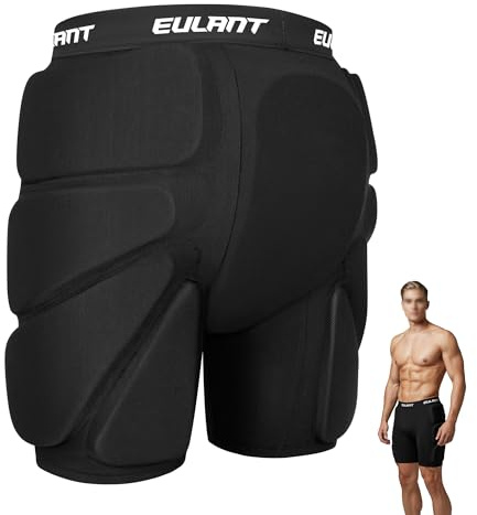 EULANT Pantalones Cortos Acolchados de Protección para Snowboard, Esquí,Patinaje en Scooter, Motociclistas, Protecciones de Glúteos, Almohadillas Protectoras 3D para Cadera, Trasero y Coxis