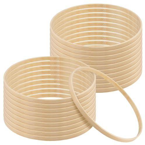 TAICHEUT 20 Pack Wooden Bamboo Floral Hoops, 20cm Wreath Rings for DIY Crafts, Wedding Decor, Dream Catchers, Macrame Wall Hangings