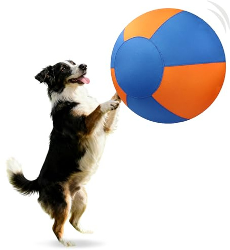 loyimioo Hüteball für Mittelgroße und Große Hunde Aufblasbarer Hundeball Interaktives Spielzeug Selbstunterhaltender Trainingsball für Australian Shepherd Border Collie (Blau-Orange, 55cm)