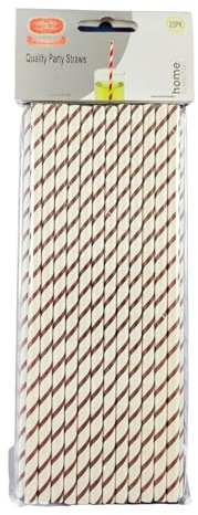 Biodegradable Patterned Paper Drinking Straws - Brown Swirl - 50 Straws