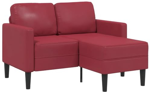 Holamys 2-Sitzer-Sofa L-Form, Weinrot Kunstleder, 125 cm Breite, mit Chaiselongue, Robustes Wohnzimmer Möbelstück, Pflegeleicht