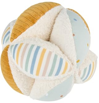 Sterntaler Stoffball Ente Edda aus weichen Stoffkombinationen, Babyspielzeug mit Knisterpapier, Quietsche und Rassel, 14 × 14 × 14 cm – cremeweiß