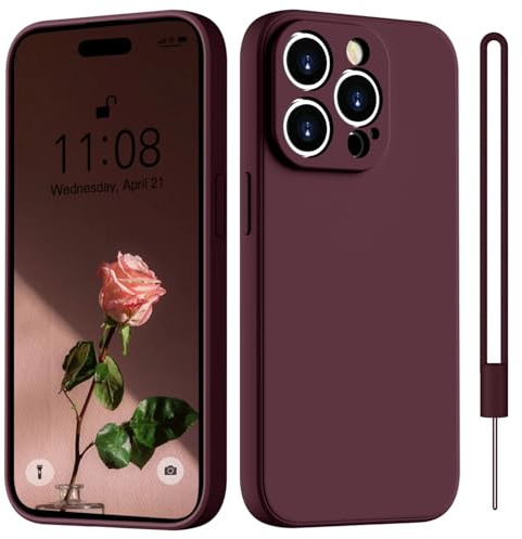 HGH für iPhone 15 Pro Hülle Silikon Case Ultra Dünn Rundumschutz mit Weichem Microfiber-Innenfutter Stoßfeste Hülle für iPhone 15 Pro-Dunkel Rot