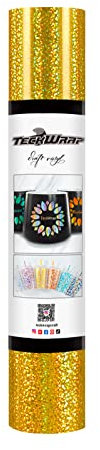 TECKWRAP Holographic Sparkle Adhesive Craft Vinyl,1ftx5ft,Gold
