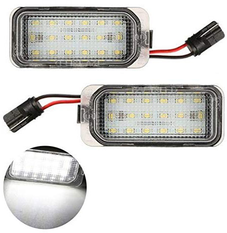 VIGORFLYRUN PARTS LTD 2pcs Car LED License Number Plate Light For F-ord Kuga Fiesta F-ocus M-ondeo/For XF XJ, 18 LED Canbus 12V Error Free White Lamp