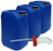 Lot de 3 bidons Plastique HDPE 25 L Bleu, Alimentaire + 1 Bec verseur DIN 61 (22248x3+22019)