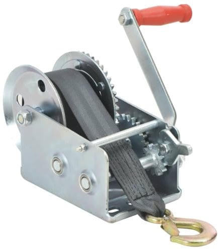 vidaXL Handwinde mit Gurt Gurtwinde Bootswinde Trailer Seilwinde Handseilwinde Manuelle Winde Anhänger 1130kg 8m 46mm Eisen Polyester