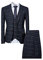Allthemen Costume Homme 3 Pièces Tuxedo Slim Fit à Carreaux Deux Boutons d'affaire Mariage Veste+Gilet+Pantalon Noir L
