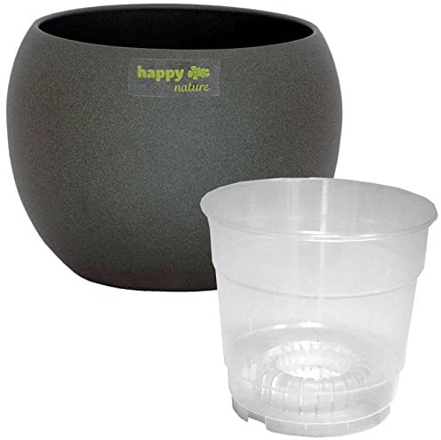happy nature Set2 Orchideen Keramik Blumentopf Madeira dunkel grau Struktur Kugel Ø 19 H 15,0 cm