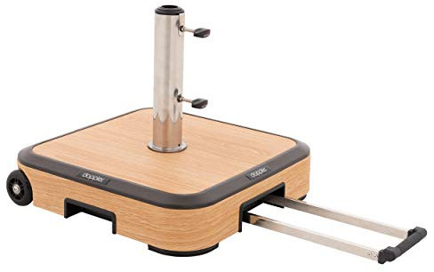 Doppler ALU Wood Trolley Sockel ca. 50 kg - Für Sonnenschirme bis 350 cm - Mit Rollen und Trolley Griff - Für optimale Stabilität
