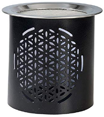 Räucherstövchen Blume des Lebens Schwarz - Eisen - Höhe 8 cm