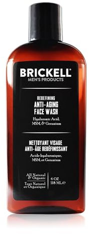 Brickell Men's Neu Definiertes Anti-Aging-Gesichtswaschmittel für Männer, Natürlich und Bio, Schäumendes Gel-Gesichtswaschmittel zur Reduzierung von Zeichen der Hautalterung (Parfümiert, 118 ml)