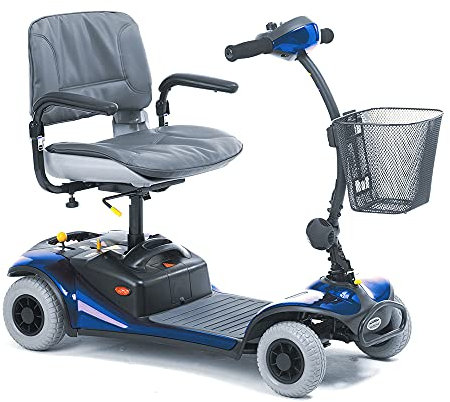 Shoprider Cameo Compact Electric Scooter with Detachable Battery Pack for Easy Charging – Easy to Dismantle Adult Compact Electric Scooter with Swivel Seat and Flip-up Armrests for Outdoor Use