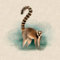 Stoff mit Aquarell-Tieren, Digitaldruck, Baumwolle, Leinenoptik, für Wimpelketten, Jalousien, Basteln, Quilten, Patchwork und Polsterung, Verkauf pro Paneel (Lemur)