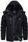 KEFITEVD Winterjacke Herren Warm Gefütterte Arbeitsjacke Softshelljacke Wasserdicht Atmungsaktiv Winter Skijacke Fleece Anorak Schwarz XXL
