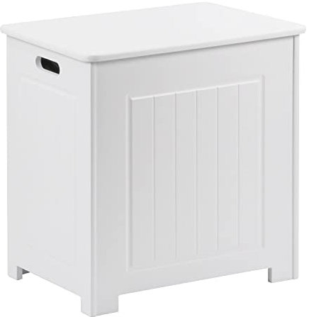 Taylor & Brown Wooden Bathroom Laundry Cabinet Storage Cupboard Chest Bin Wooden Basket Unit, White 51cm x 40cm x 51cm