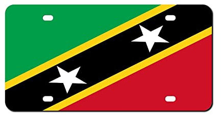 Higoss Kennzeichenrahmen, Motiv: Die Federation der Heiligen Kitts und Nevis Flagge, vorne, Aluminium, Metall, Nummernschild, Auto-Etikett, dekorativ, 15,2 x 30,5 cm