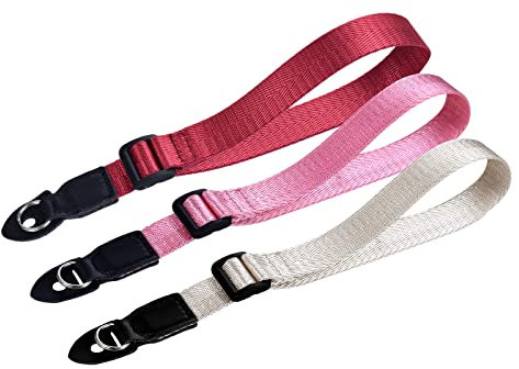 Rieibi Camera Hand Strap, Wrist Strap Compatible with DSLR SLR Mirrorless Camera with Round Hole Interface, Off White&red&pink, Small