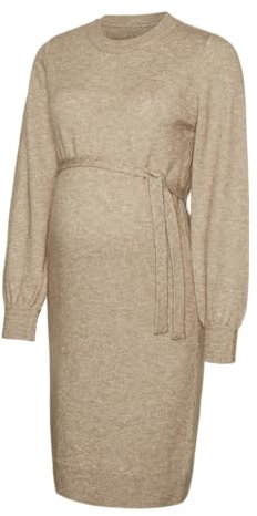 MAMALICIOUS MlneBaquette L/S Abk Knit Dress A. Noos Robe, Mélange Naturel, XS Femme