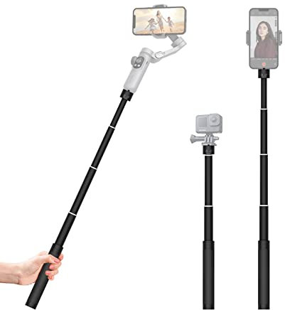 Aochuan asta di prolunga in alluminio 28,7 bastone selfie regolabile compatibile con gimbal a 3 assi, action camera, fotocamera con filettatura da 1/4, asta estensibile per videografia