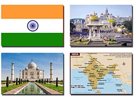 SET OF 4 INDIA FRIDGE MAGNETS - INDIA FLAG INDIA MAP INDIA ATTRACTIONS