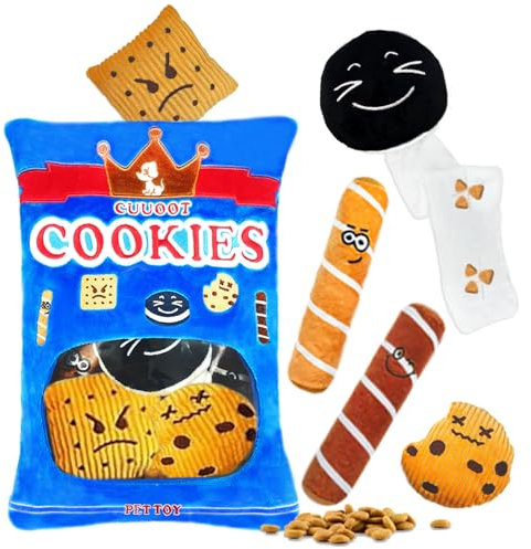 CUUOOT Hundespielzeug Kleine Hunde,Crinkly Squeaky Hundespielzeug Interaktives Plüsch Hundespielzeugs Puzzle und Bereicherung Hundespielzeugs für kleine, mittlere und große Hunde(Cookie-01)