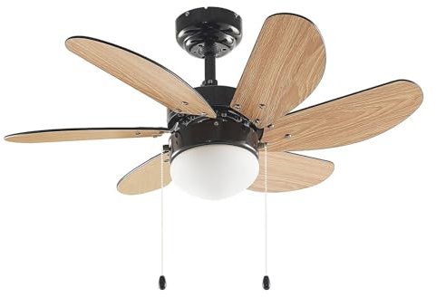 Lindby Deckenventilator mit Lampe Minja (Modern) in Schwarz aus Metall (1 flammig, E14) - Ventilator Wohnzimmerleuchte