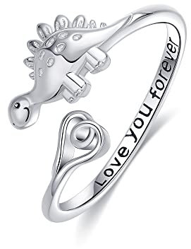 Dinosaurier Ringe Sterling Silber Dino verstellbar Öffnen Sie den Daumen Ring Niedliche Tier Schmuck Geschenke für Frauen und Mädchen