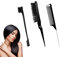 3 Piezas Kit Peine Peinar Cabello, Incluir Cepillo Cardar Pelo, Peine de Cola con Punta, Cepillo de Doble Borde Peine, Peine Profesional Antiestático para Mujeres, Hombres, Niños,Negro