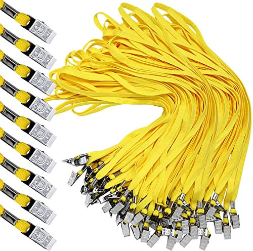 Hoolerry Schlüsselband-Clips für Ausweise, Namensschilder, flach, mit Drehhaken, für Büro, Schule, Gelb, 300 Stück