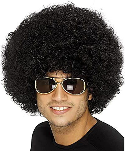 KALUROIL Afro PERÜCKE Lockenkopf Wig Black Afroperücke Lockenperücke Fasching Karneval Unisex 70er Jahre Funky Afro Perücke, One Size, (Schwarz)