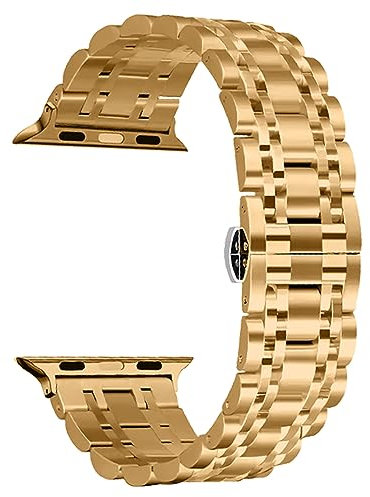 CeiBand Metallo Cinturino per Apple Watch Series 11 46mm/42mm/44mm/45mm/49mm, Uomini Donne Acciaio Inossidabile Cinturino per Apple Watch 38mm/40mm/41mm (Oro)